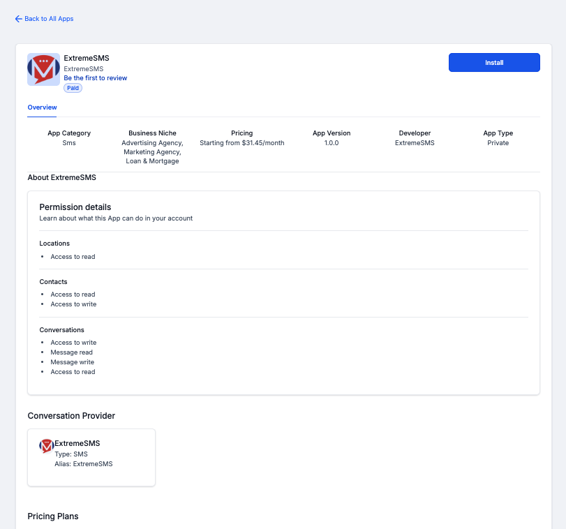Install App - Marketplace